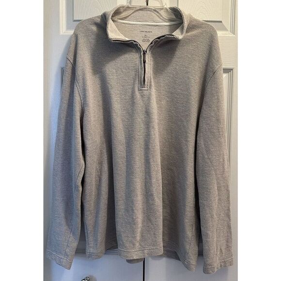 Van Heusen Mens Classic Fit Grey Quarter Zip Sweater Size XL - Picture 1 of 4